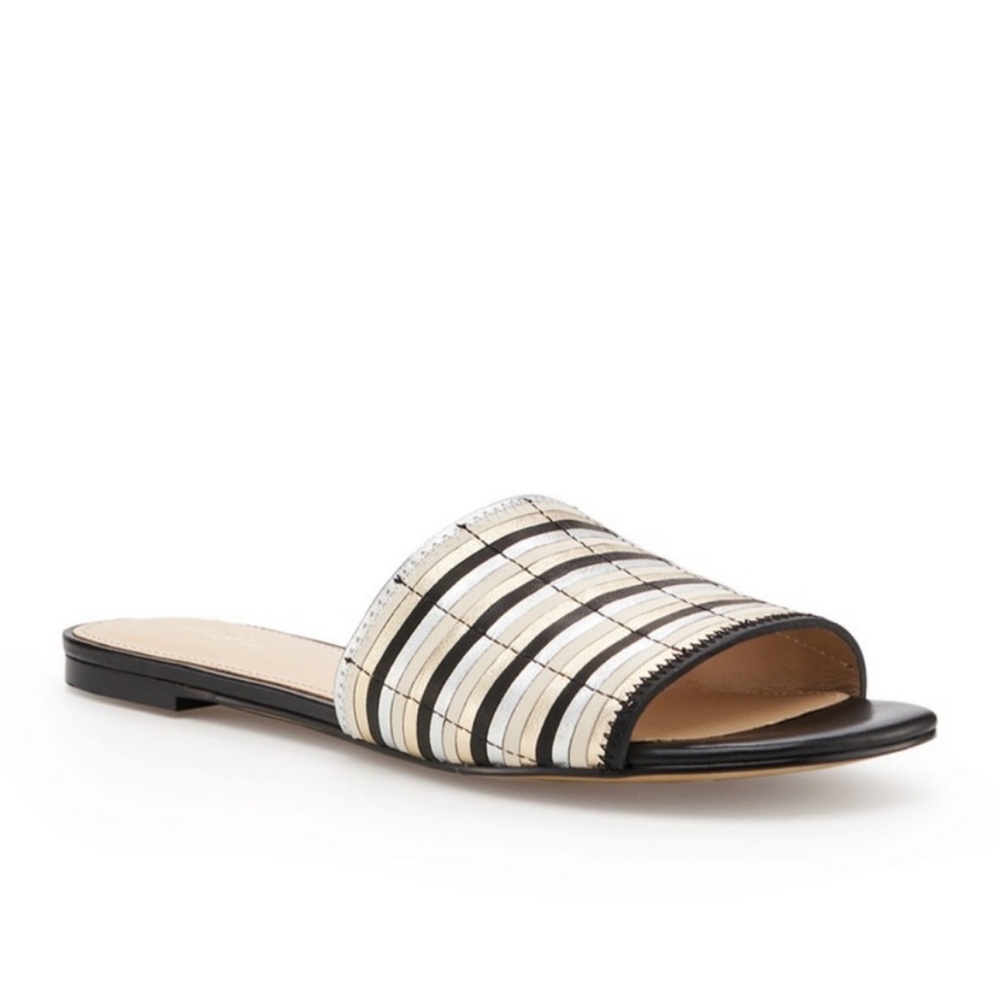 Botkier Black and White Sandals Minimalist Slip-On